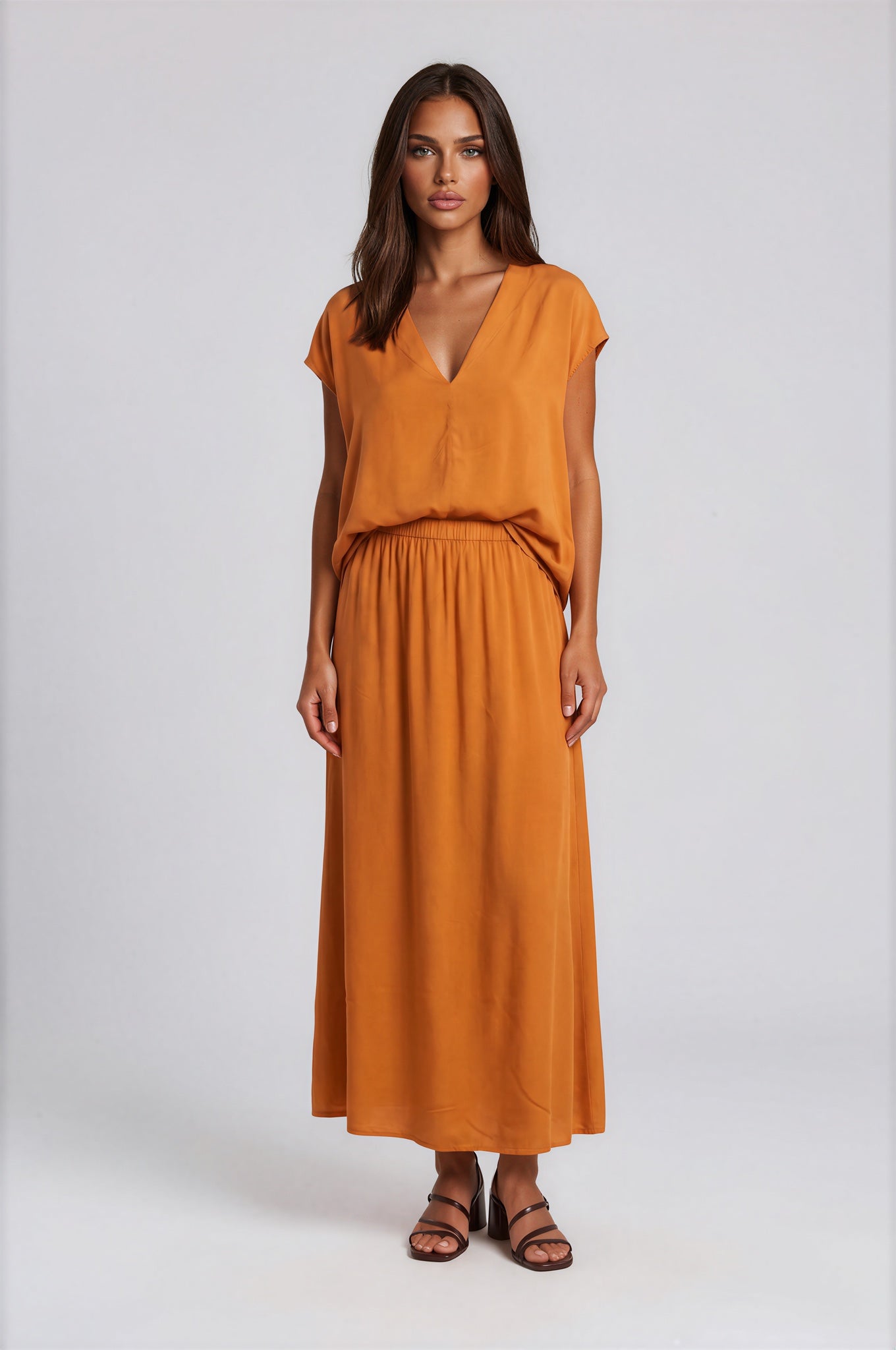 NUBE Conjunto Casual Mujer de Viscosa Ligera | Falda y Top Kimono