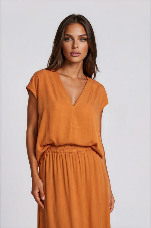 NUBE Conjunto Casual Mujer de Viscosa Ligera | Falda y Top Kimono