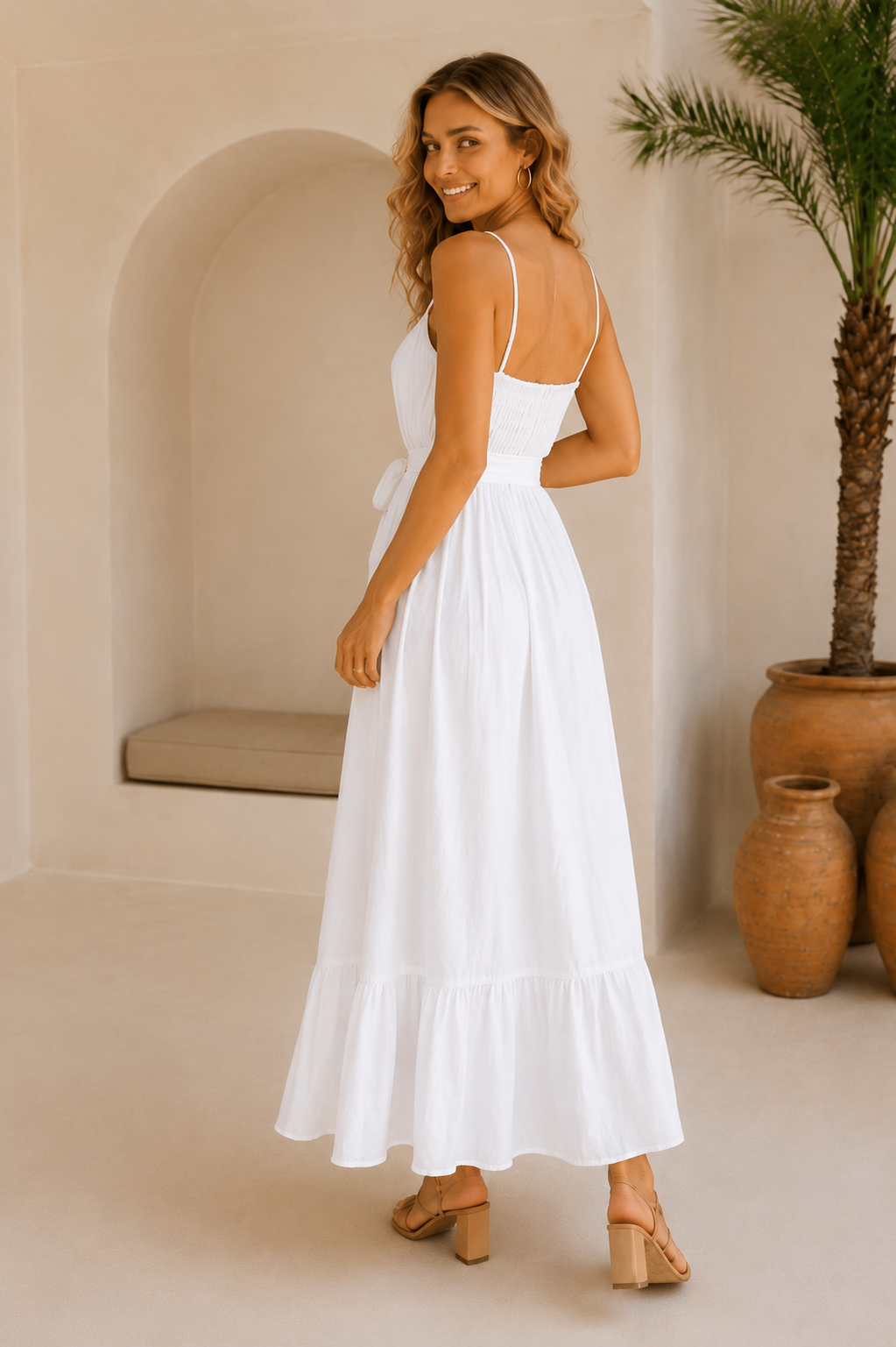 SARA Vestido Largo Blanco Boho Chic Mujer Primavera Verano 2026